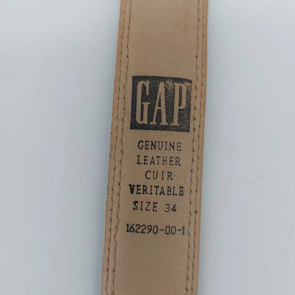 Gap Genuine Leather Belt Gold Tone Buckle Men's Size 34